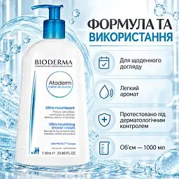 Крем-гель для душу BIODERMA Atoderm Ultra-Nourishing живильний зволожувальний засіб для сухої та чутливої шкіри 1 л - мініатюра 4