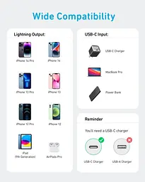 Кабель 322 USB-C to Lightning - 1.8m Nylon White Anker teh0022031 - мініатюра 4