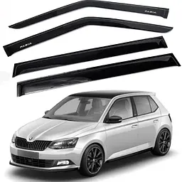 Дефлектори вікон вітровики Skoda Fabia III 2014-2021 Хечбек Скотч 3M Voron Glass