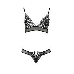 Комплект білизни Passion ERZA SET S/M, black, ліф і трусики - мініатюра 3