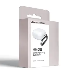 Силіконовий чохол для навушників Samsung Galaxy Buds Core, Hang Case, білий, ультратонкий захисний кейс товщиною 2 мм, захист від подряпин, пилу та ударів, компактний, з карабіном для кріплення, ArmorStandart (ARM88046) - мініатюра 3