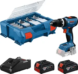 Акумуляторний ударний дриль-шуруповерт Bosch GSB 18V-65 Professional, 2 акб GBA 18V 4.0 Ah і з/п GAL 18V-40, в кейсі Pick&Click L