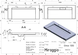 Умивальник Miraggio OLMOS 1200 (0000224) Miramarble, Глянцевий, Підвісний/Врізний, Білий - мініатюра 2