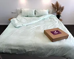 Постільна білизна LARA сатин-страйп LUX light green d13179е євро