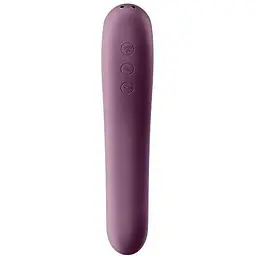 Вакуумний стимулятор із вібрацією Satisfyer Dual Kiss Бордовий - мініатюра 4