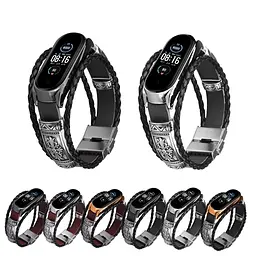 Ремінець вінтажний Carprie для фітнес-браслета Xiaomi Mi Band 5 і 6 Type D Black black - мініатюра 6