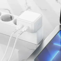МЗП Borofone BA76A Source PD35W (2USB-З) + кабель Type-C to Lightning White - мініатюра 5