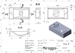 Умивальник Miraggio FARO R (0000194) Miramarble, Глянцевий, Підвісний/Накладний, Білий - мініатюра 2