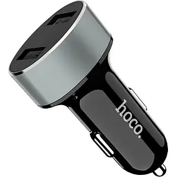 Автомобільний зарядний пристрій Hoco Z26 2USB Display Black/Grey