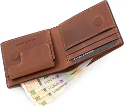 Чоловічий шкіряний портмоне GRANDE PELLE 11х9х2 см acs0024467 - мініатюра 4