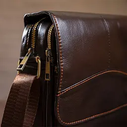 Сумка чоловіча гладка 14733 Vintage коричнева - мініатюра 2
