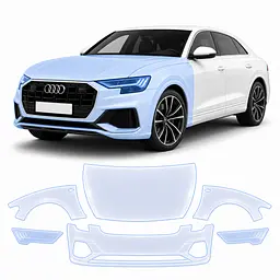 Антигравійна захисна бронеплівка за лекалами для Audi Q8 4M 2018-2023 - передня частина авто (капот бампер крила))