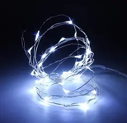 Світлодіодна гірлянда LED Star нитка дріт крапля роси 2 м 20 led батарейки White - мініатюра 2