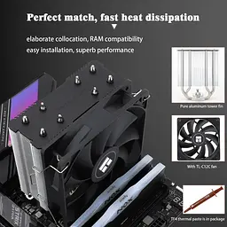 Повітряний кулер для процесора Thermalright Assassin X120 Refined SE, 4 теплові трубки, вентилятор TL-C12C PWM, для AMD AM4/AM5 - мініатюра 4