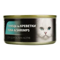 Вологий корм для котів AnimAll, тунець з креветками, 85 г - мініатюра 2