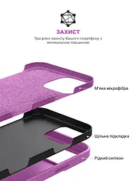 Силиконовый чехол для Apple iPhone 16 Pro, ICON2 Case, фиолетовый, противоударный, панель, защита всего корпуса, матовая поверхность Soft Touch, выступает над дисплеем, совместим с защитными стеклами и пленками, с микрофиброй, ArmorStandart (ARM79637) - мініатюра 6