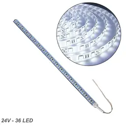 Стрічка діодна алюміній 24V - 50 см - 1А 36LED - у силіконі ефект суцільної стрічки Біле світло (5630)