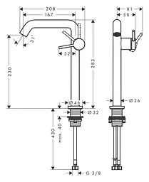 Змішувач для умивальника Hansgrohe Tecturis S CoolStart EcoSmart+ без донного клапана matt black 73372670 - мініатюра 3