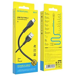 Кабель Borofone BX51 Triumph Type-C 2.4A 1m Чорний - мініатюра 2