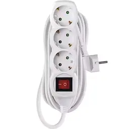 Мережевий фільтр с виключателем, 3 розетки, 1.5мм2, 5м, White (P1325R)