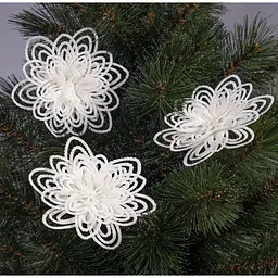 Квітка Jumi на кліпсі для новорічного декору 10 см біла 3 шт. (5900410902558) - мініатюра 4