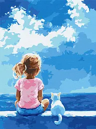 Картина за номерами Дівчинка з котом 30x40 см Ідейка KHO 8685