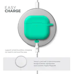 Силіконовий чохол для навушників Apple AirPods 4, Hang Case, бірюзовий, ультратонкий захисний кейс товщиною 2 мм, захист від подряпин, пилу та ударів, компактний, з карабіном для кріплення, ArmorStandart (ARM81287) - мініатюра 7