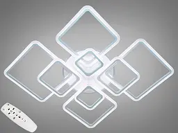 Люстра стельова LED Diasha A8160/8WH, 235W, 3200K-6500K, білий метал, для низьких стель, з диммером і пультом управління