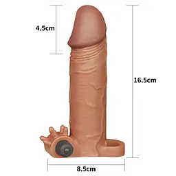 Насадка на член Lovetoy Pleasure X Tender Vibrating Penis Sleeve Brown Add 2, 16.5х4.3 см - мініатюра 2