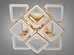 Стельова LED-люстра Diasha S8060/4+4G 3color з пультом і димером, золото, 130W, 7150 lm, квадратні акрилові плафони 49×49 см - мініатюра 5