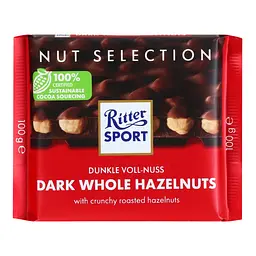 Шоколад темний Ritter Sport з цільними лісовими горіхами 100 г