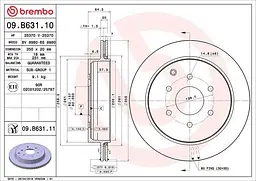 Диск гальмівний вентильований Infiniti Qx80, Qx56, Nissan Patrol VI 10-25р Brembo (09.B631.11)