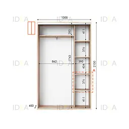 Шафа-купе Idea серія 5 130 x 45 x 210 см Дуб сонома - мініатюра 2