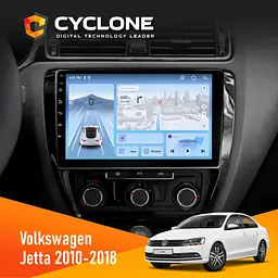 Штатна магнітола Volkswagen Jetta 2010-2018 Cyclone C10-012 4x64, DSP, 4G Cyclone (НФ-00007777)