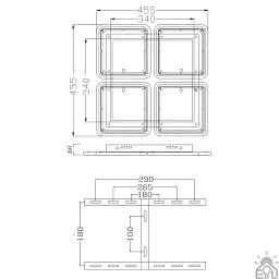 Керована світлодіодна люстра Керована світлодіодна люстра AERO square 70W 4S-ON/OFF-455х455х60-WHITE ESLLSE - мініатюра 7