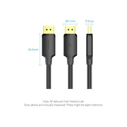 Кабель мультимедійний DisplayPort M to DisplayPort M 1.0m 4K black Vention (HAKBF) - мініатюра 8