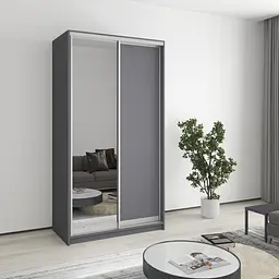 Шафа-купе дводверна MebelStar Стандарт AL ДСП/Дзеркало 110x45x210 см Антрацит (MBS-2361)