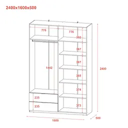 Шафа розпашна для одягу Doros Лукас Графіт/Графіт 160х50х240 (80736287) - мініатюра 8