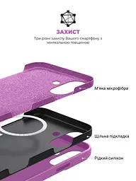Силиконовый чехол с MagSafe для Apple iPhone 16 Plus, ICON2 MagCase, фиолетовый, противоударный, панель с мягкой подкладкой, защита всего корпуса, поддержка беспроводной зарядки, совместим с защитными стеклами и пленками, ArmorStandart (ARM80187) - мініатюра 6