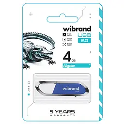 Флеш-накопичувач Wibrand USB 2.0 Aligator 4Gb блакитний - мініатюра 2