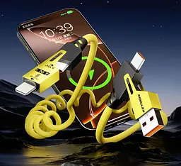 Кабель Ronpin 4-в-1 65W спіральний для швидкої зарядки USB Type-C Lightning Micro-USB - мініатюра 3