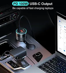 Автомобільний зарядний пристрій Choetech С0054 2xUSB-C+USB-A, 130 Вт, 5A, QC3.0/PD/PPS - мініатюра 5