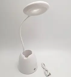 Настільна LED-лампа акумуляторна на гнучкій ніжці 30 см з органайзером та підставкою для телефону світильник Yiteng YT-836 - мініатюра 12