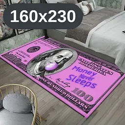 Стильний та зносостійкий килим для дому "100 доларів рожевий Money Never Sleeps" 160х230 KT8000414