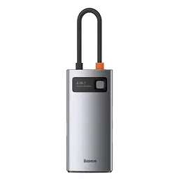 USB-хаб Baseus Metal Gleam Series 4-in-1 Multifunctional Type-C HUB Docking Station Gray(Type-C to HDMI*1+USB3.0*1+USB2.0*1+PD*1) (CAHUB-CY0G) - мініатюра 3