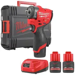 Гайковерт акумуляторний 3/8'' MILWAUKEE з кільцем M12 FSCIWF38-252X, 305Нм (зарядний пристрій, 2 аккум. Х 2.5Аг, HD кейс)