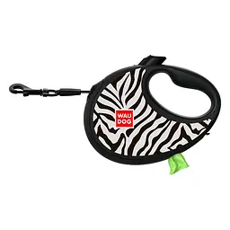 Повідець-рулетка для собак Waudog R-leash з контейнером для пакетів, малюнок "Зебра", світловідбивна стрічка, S, до 12 кг, 3 м - мініатюра 3