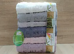 Набір бамбукових махрових турецьких рушників Cestepe 6 штук Bamboo Damaks 50х90 - мініатюра 2