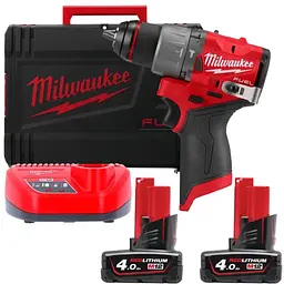 Дриль-шуруповерт акумуляторний безщітковий ударний MILWAUKEE, M12 FPD2-402X, 45Нм (ЗУ.2х4Аг, HDкейс)