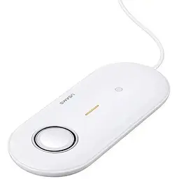 Зарядне бездротове USAMS US-CD119 2-в-1 для Apple Watch і телефонів 2W і 10W біле